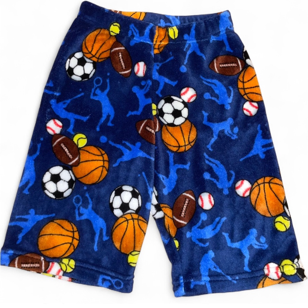 Made with Love and Kisses Sports Plush Long Pajama Shorts Boys Size 12/14